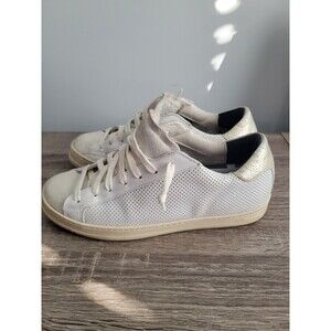 P448 John  White Leather Low-Top Sneakers Women’s Size 38 EU  8.0 White Gold